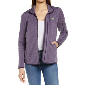 L.L.Bean Women's Sweater Fleece Full Zip Up Jacket, Size Med, In Muted Purple